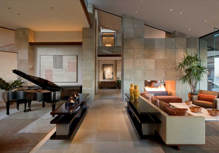 monochromatic brown living room design