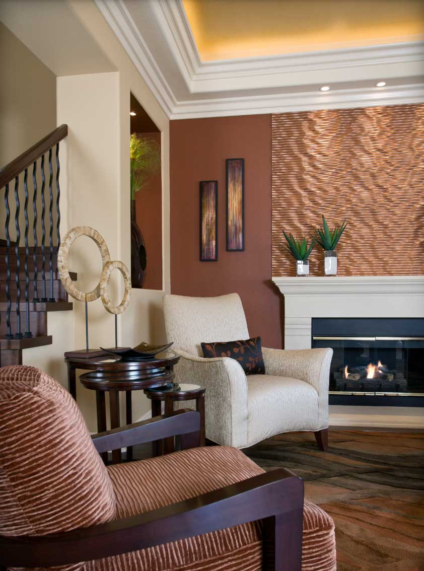 brown textured accent pieces for living room design
