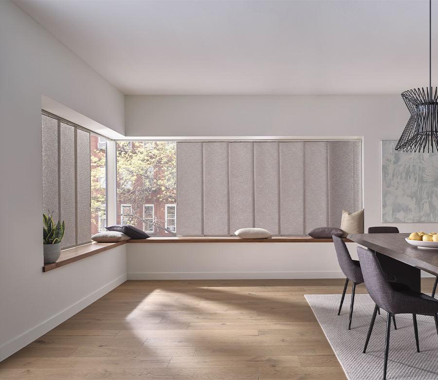Window Corner Panel Panel Track Blinds Ontario | Vertical Shades for Doors
