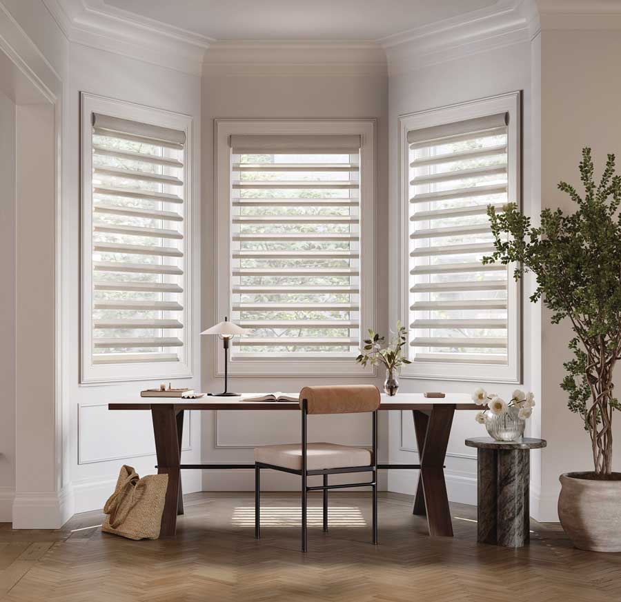 white shutters in home office in London, ON