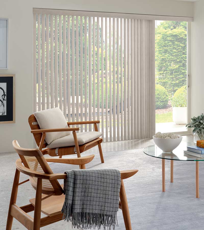 living room with white carpet with white vertical blinds Removing Vertical Blinds