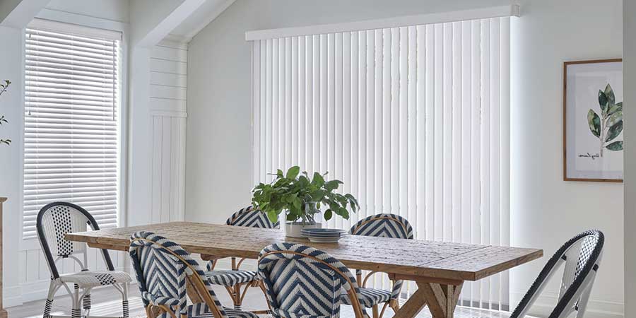 vertical blinds in dining room