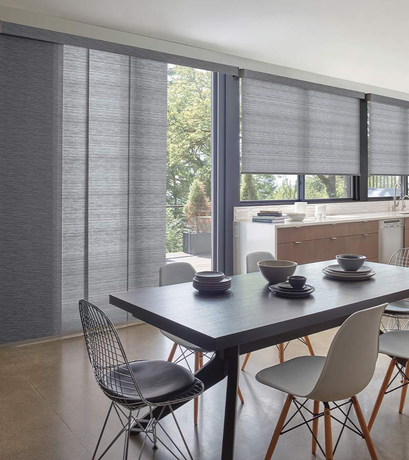 blue Horizontal Blinds for Sliding Glass Doors in kitchen