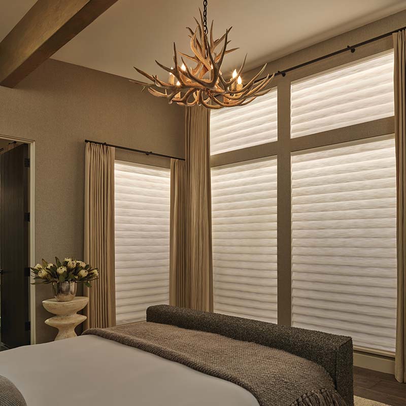 aura illuminated shades in modern bedroom in london, ontario home