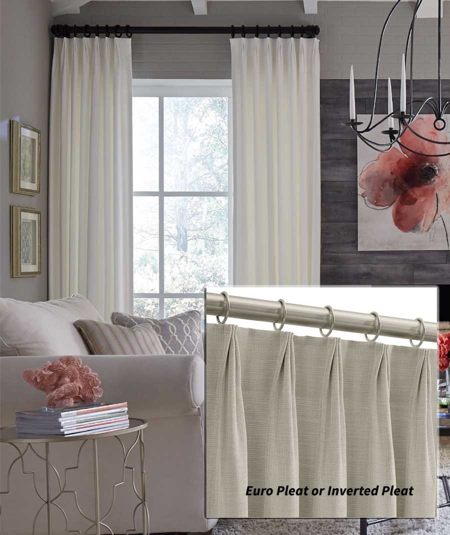 Euro pleat drapery with inverted pleat london ontario