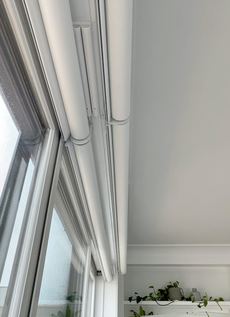 Hunter Douglas rechargeable battery wand installed inside the headrail